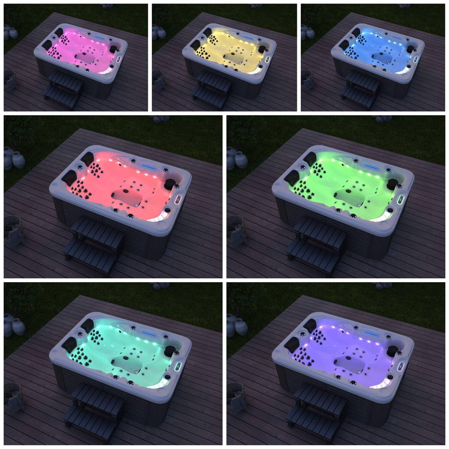 Home Deluxe Outdoor Whirlpool BEACH - Mit Treppe und Thermoabdeckung