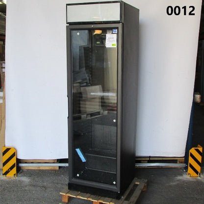 Virtus Getränkekühlvitrine 373 Liter mit Glastür und Werbedisplay, 5 Roste, +1°/+10°C, schwarz - BESCHÄDIGT