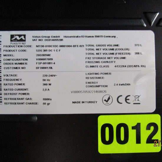 Virtus Getränkekühlvitrine 373 Liter mit Glastür und Werbedisplay, 5 Roste, +1°/+10°C, schwarz - BESCHÄDIGT