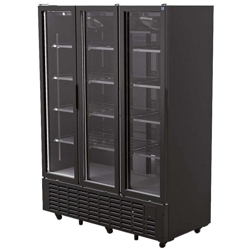 Virtus Getränkekühlvitrine 1491 Liter mit 3 Glastüren, 12 Rosten, +1°/+9°C - Schwarz