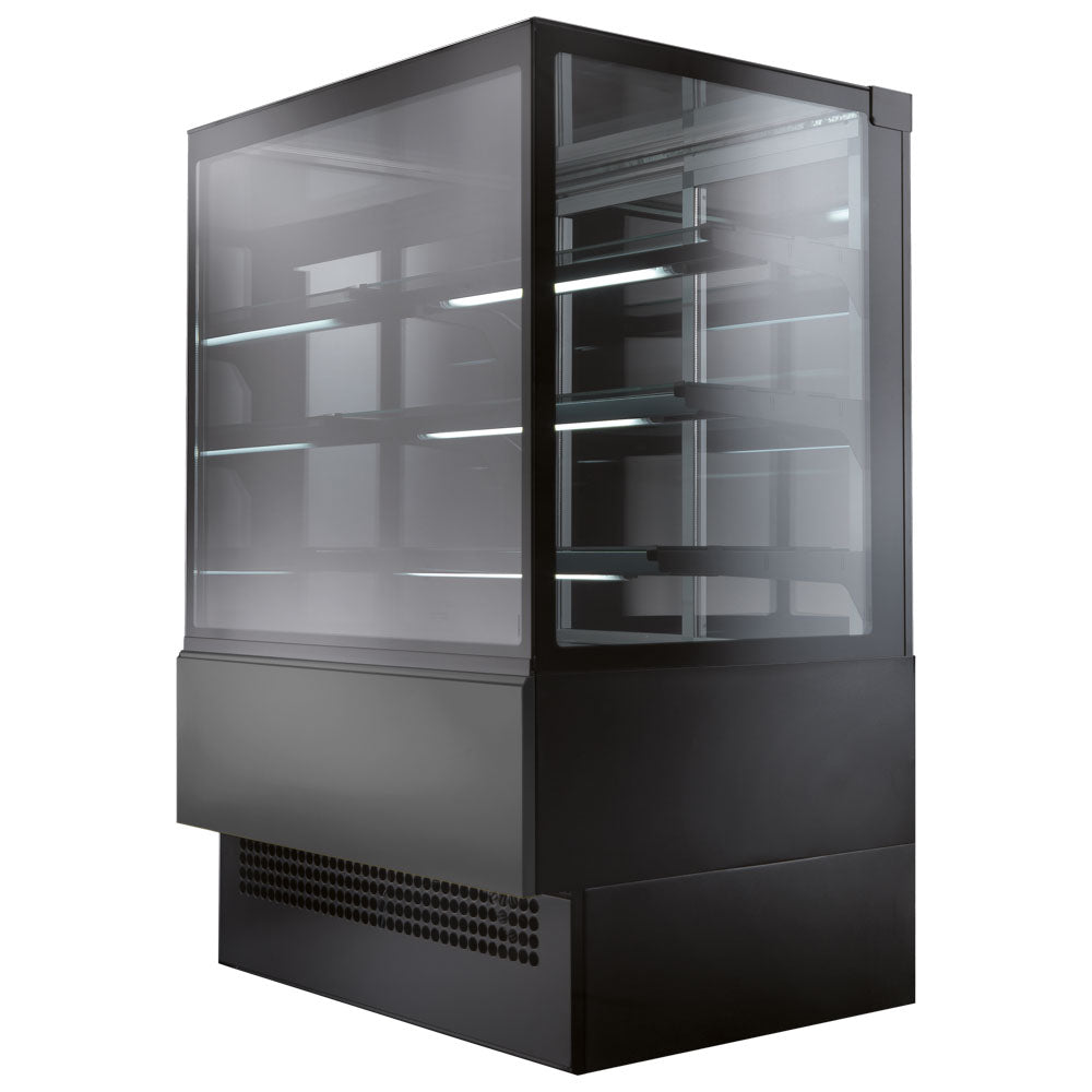 Virtus Kühltheke mit 3 Regalböden und gerader Frontverglasung, Umluft, +4°/+8°C, B=1805 mm - RAL9005