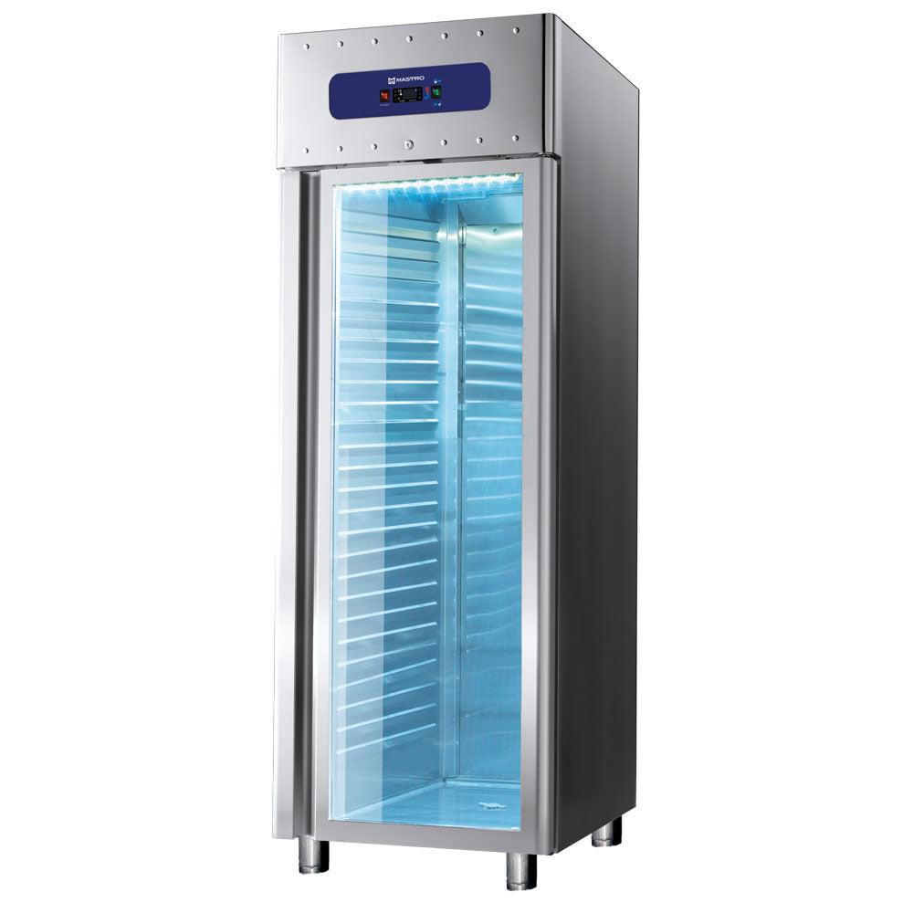 Virtus Kühlschrank 700 Liter aus Edelstahl mit Glastür, GN 2/1, -2°/-8°C, 85 mm Isolierung