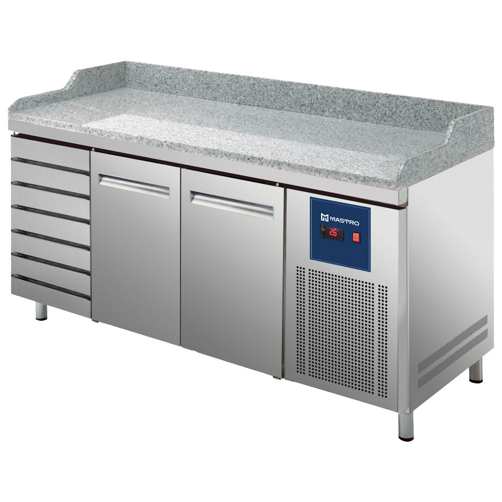 Virtus Pizzatisch mit 2 Türen 600x400 mm, 7 Schubladen 600x400 mm