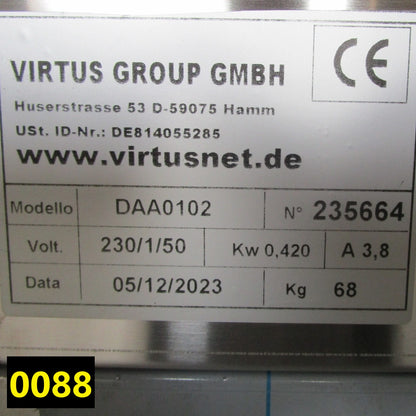 Virtus Wandhaube Snack mit Motor, Beleuchtung und Drehzahlregler, 2400x1100 mm - BESCHÄDIGT