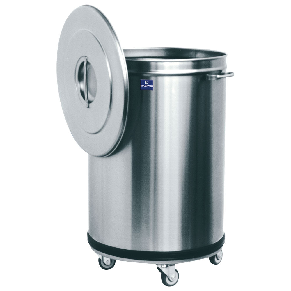 Virtus Abfalleimer in Edelstahl auf Rädern, 90 Liter