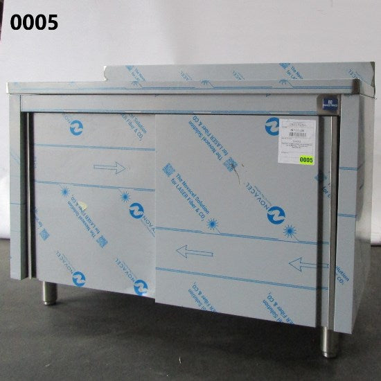 Virtus Neutraler Arbeitsschrank mit Schiebetüren und Aufkantung, 1200x600 mm - BESCHÄDIGT