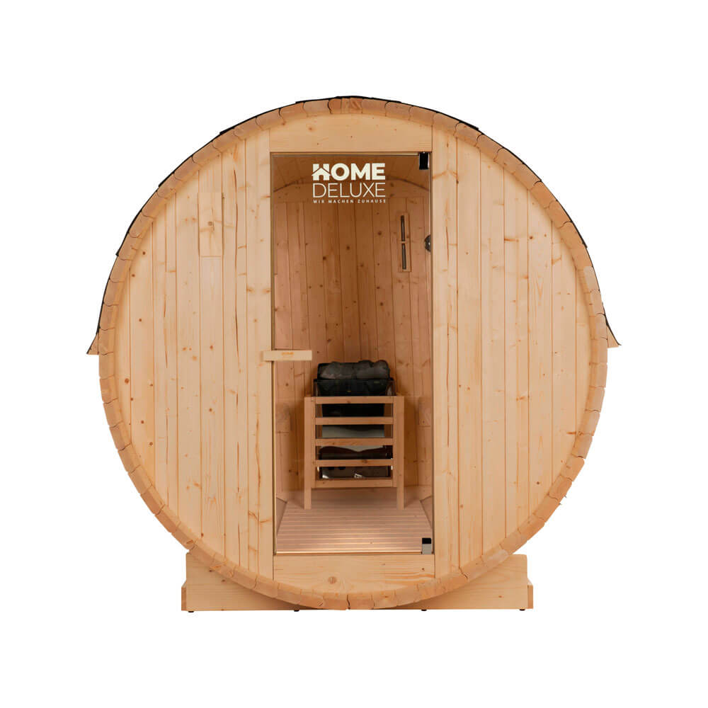 Home Deluxe Outdoor Fasssauna LAHTI L - 195 x 180 cm für 4 Personen