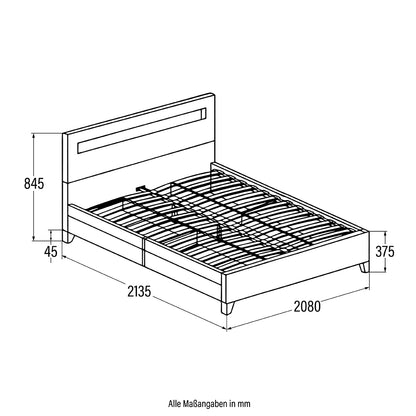 Home Deluxe LED Bett mit Schubladen NUBE - 200 x 200 cm mit Matratze Weiß