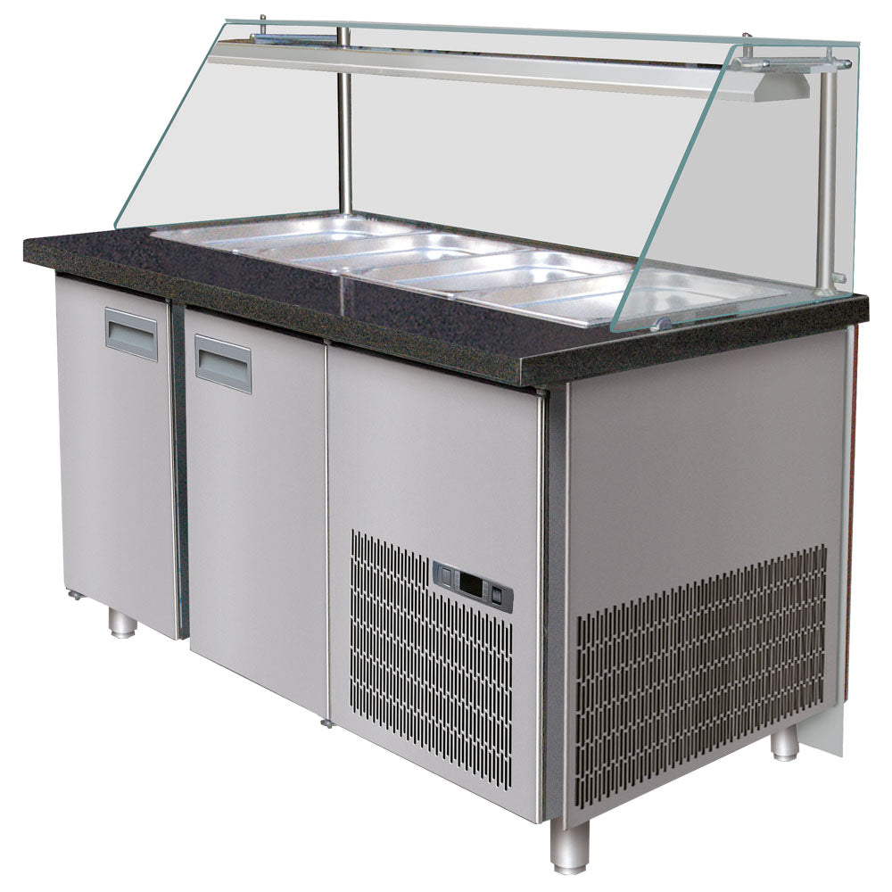 Virtus Kalte Theke 5x GN 1/1 mit Kühlunterbau und gerader Frontverglasung, 0°/+10°C