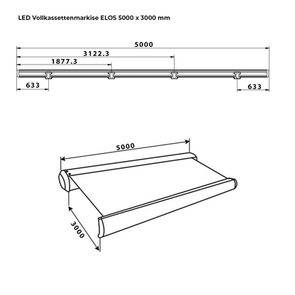 Home Deluxe LED Vollkassettenmarkise elektrisch ELOS - 500 x 300 cm Sandfarben