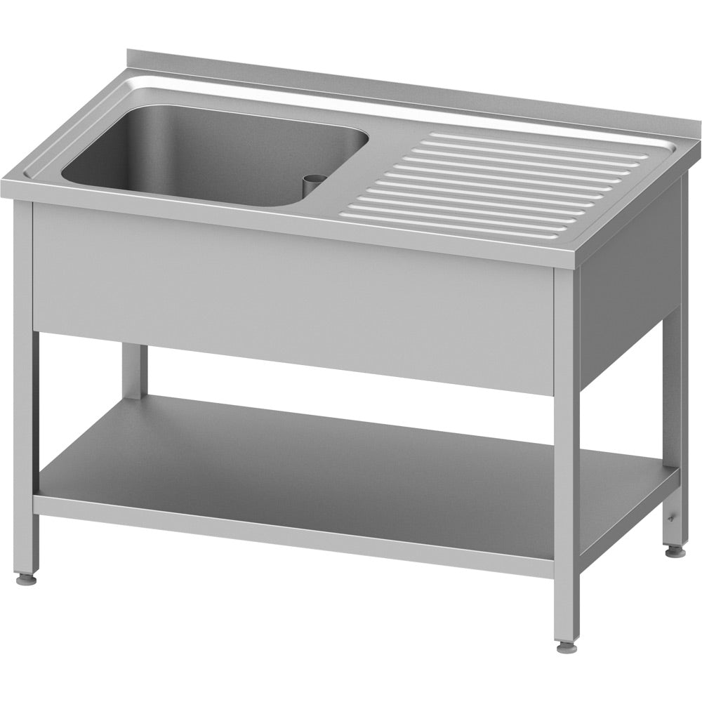 Stalgast Spültisch mit Grundboden 1000x600x850 mm, mit einem Becken links, mit Aufkantung, verschweißt