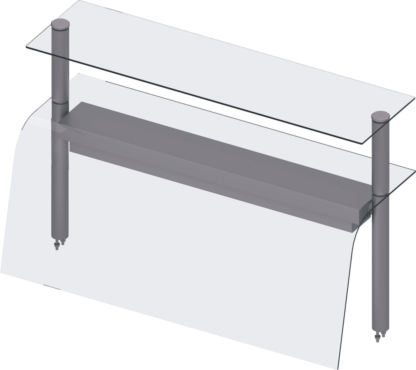 Stalgast Doppel-Glas-Aufsatzbord mit Hustenschutz und Wärmelampe 990x455x700 mm für Speisenausgabesysteme