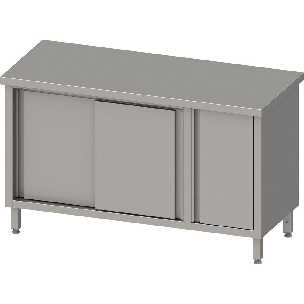 Stalgast Arbeitsschrank mit Schiebetüren, 1800x700x850 mm, mit Flügeltürschrank rechts, ohne Aufkantung, verschweißt