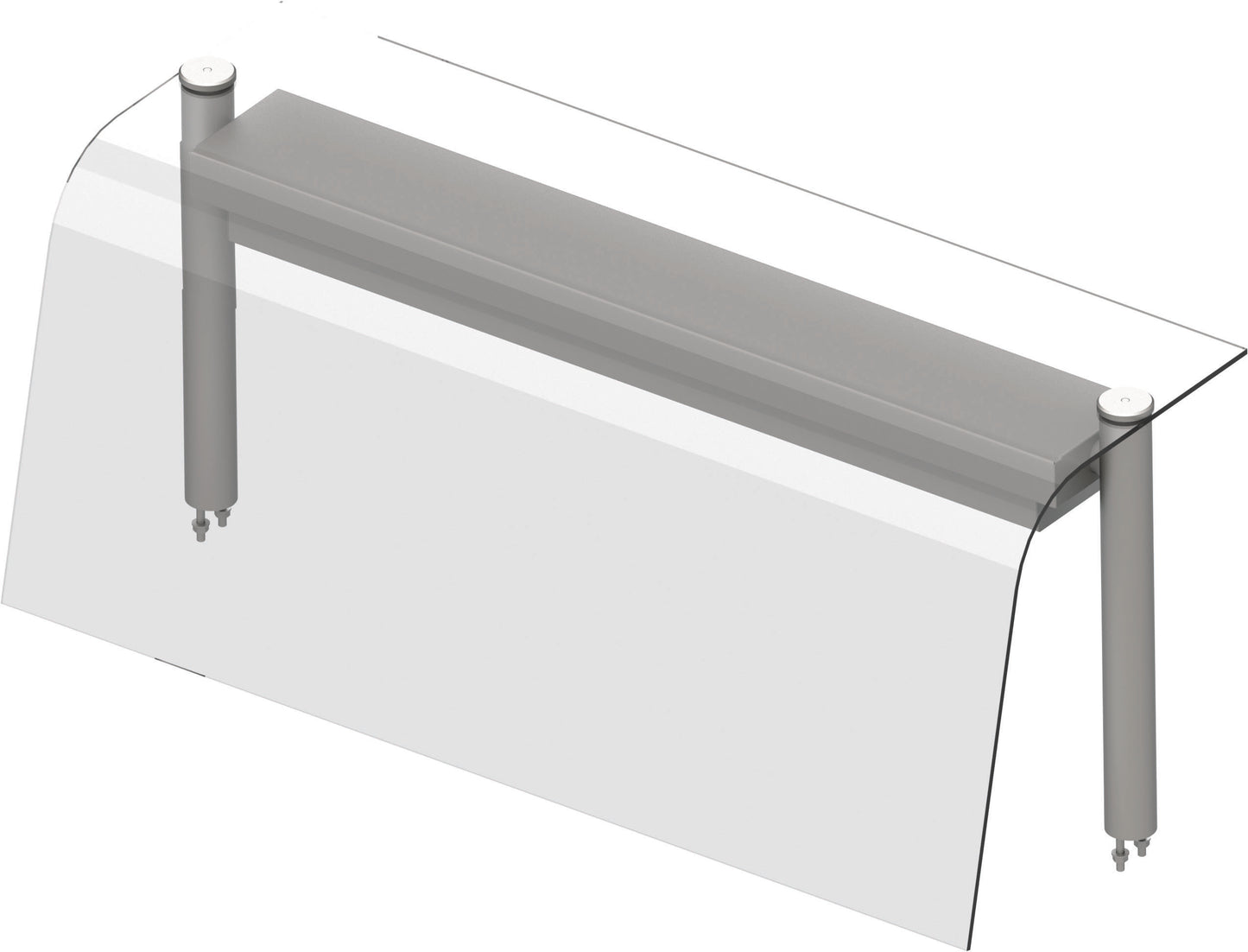Stalgast Glas-Aufsatzbord mit Hustenschutz und Wärmelampe 1122x455x450 mm für Speisenausgabesysteme