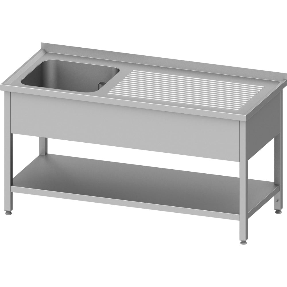 Stalgast Spültisch mit Grundboden, 1700x700x850 mm, mit einem Becken links, mit Aufkantung, verschweißt