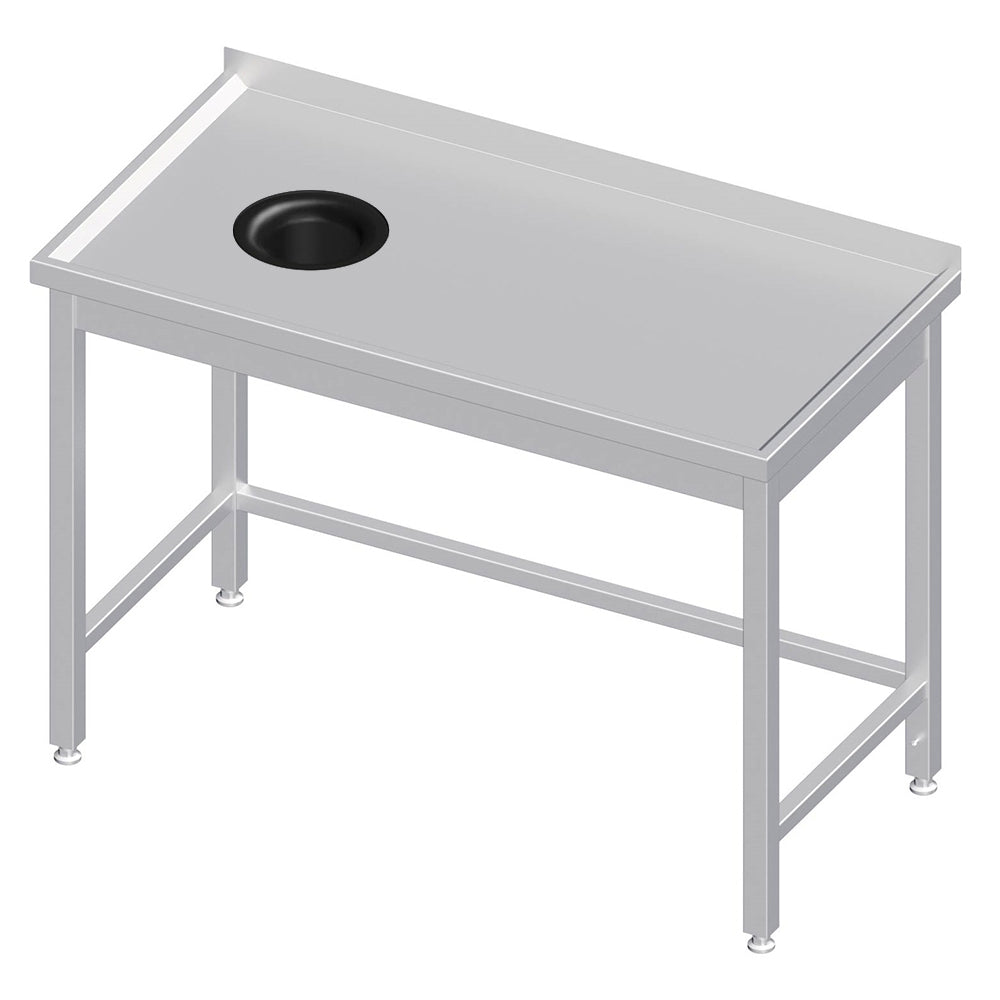 Stalgast Arbeitstisch ohne Grundboden, 1300x700x850 mm, mit Abfallloch links, mit Aufkantung, verschweißt