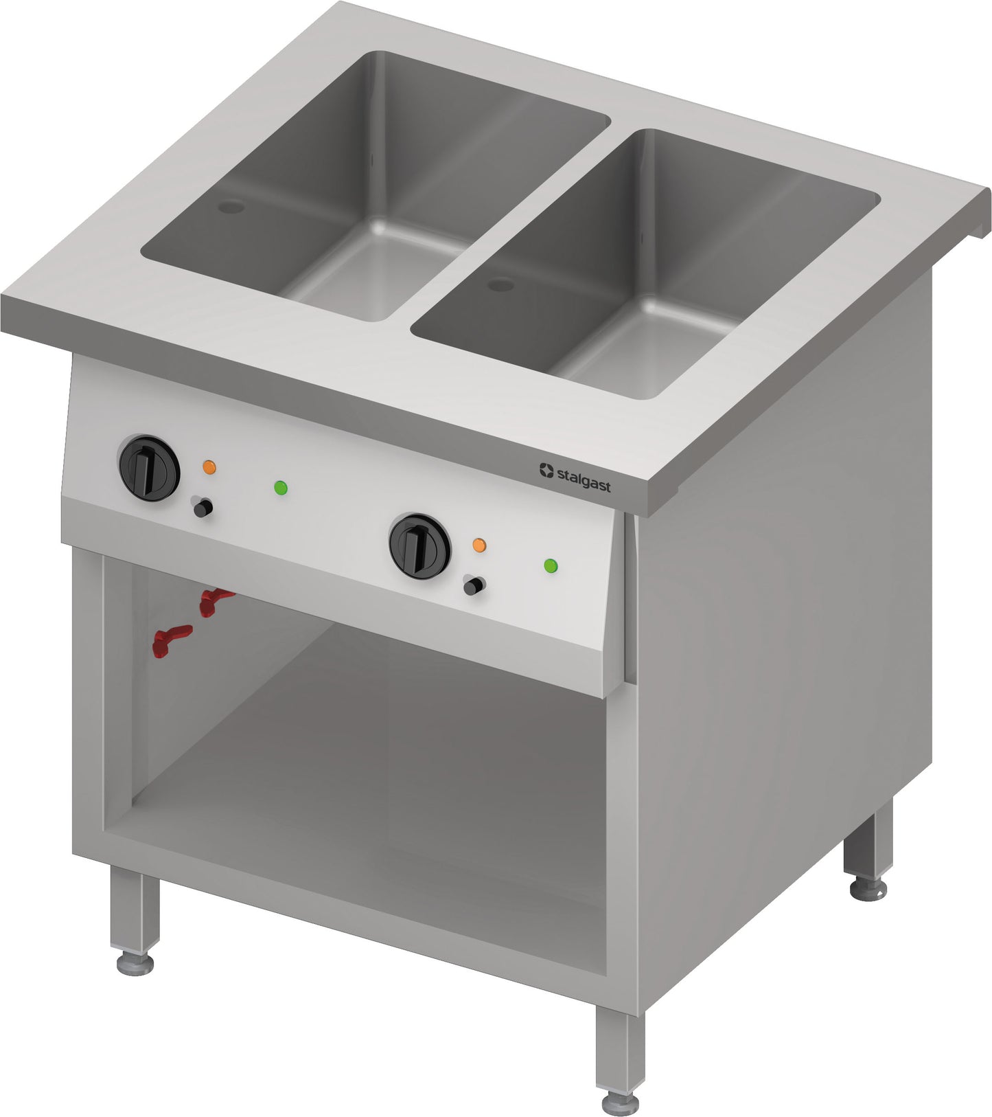 Stalgast Bain-Marie-Station "Free Flow" 2x GN1/1-Becken, 799x750x880 mm Edelstahlabdeckung
