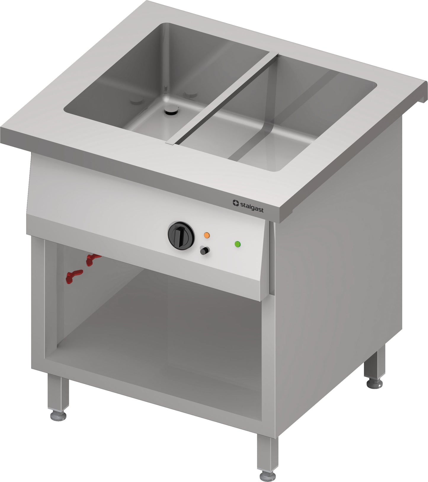Stalgast Bain-Marie-Station "Free Flow" mit einem Becken 2x GN1/1, 799x750x880 mm Edelstahlabdeckung