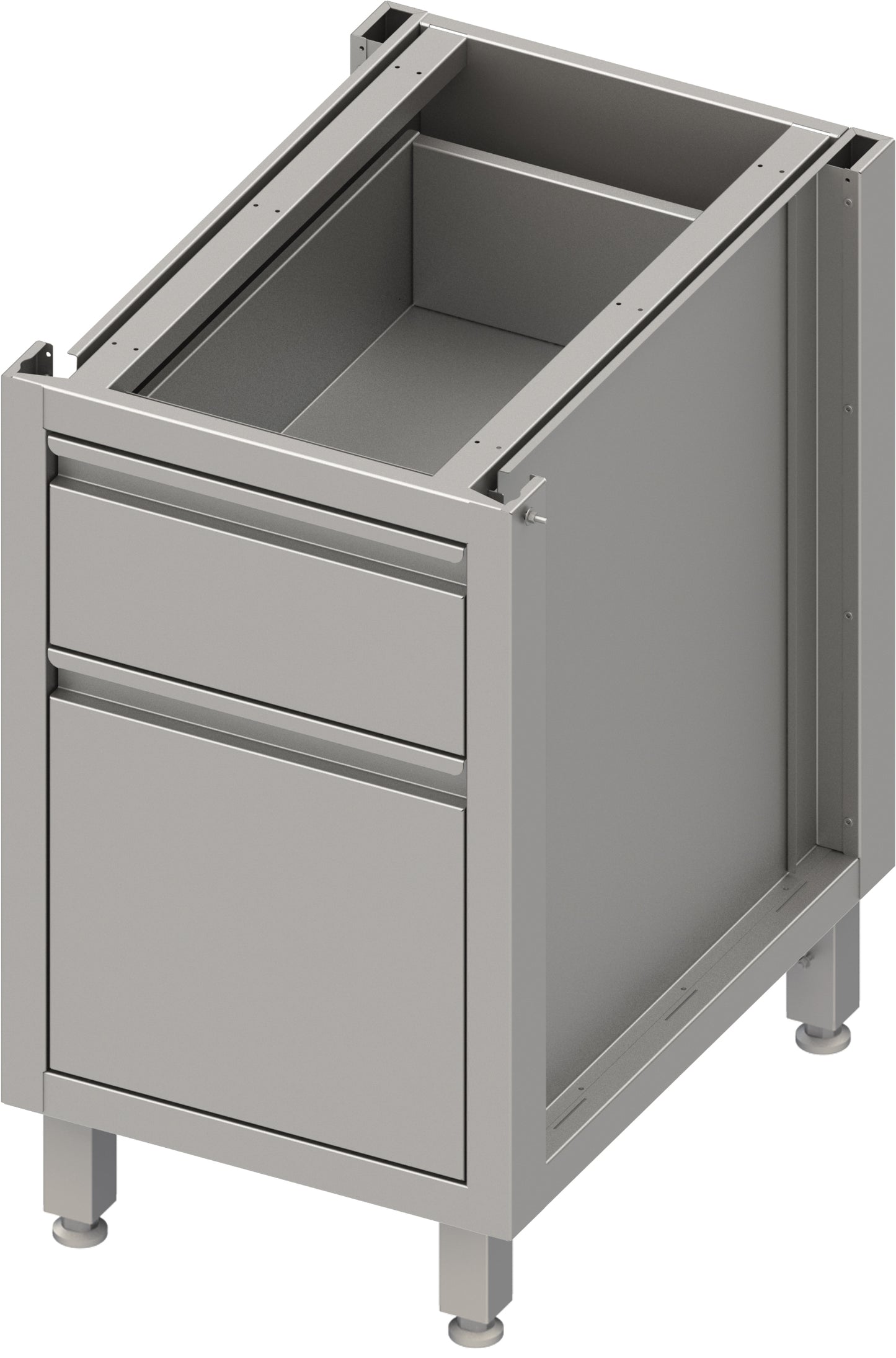 Stalgast Unterschrank Boxversion 2.0, für Beine/Sockelrahmen, mit zwei unterschiedlichen Schubladen 450x640x660 mm