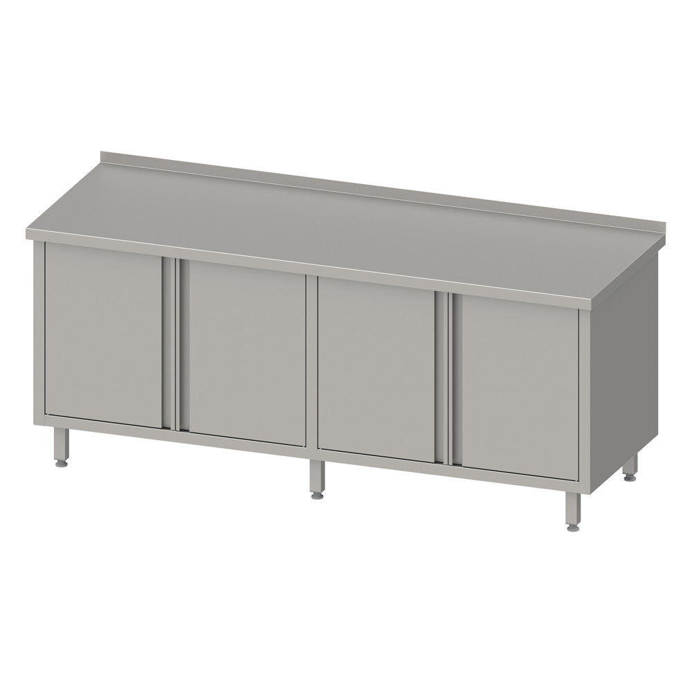 Stalgast Arbeitsschrank mit Flügeltüren 2000x600x850 mm, mit Aufkantung, verschweißt