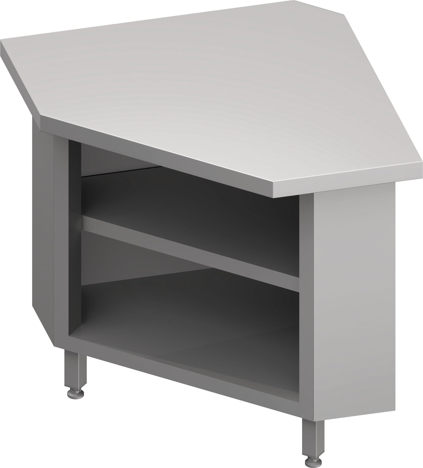 Stalgast Inneneckmodul 90° "Free Flow" mit offenem Unterschrank 785x785x880 mm, Edelstahldeckplatte