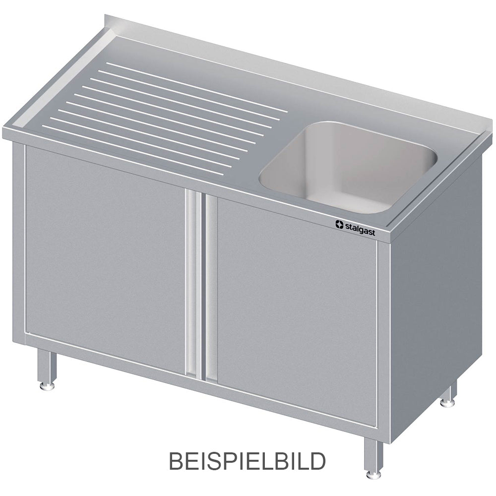 Stalgast Spülschrank mit Flügeltüren 1000x600x850 mm, mit einem Becken links, mit Aufkantung, verschweißt