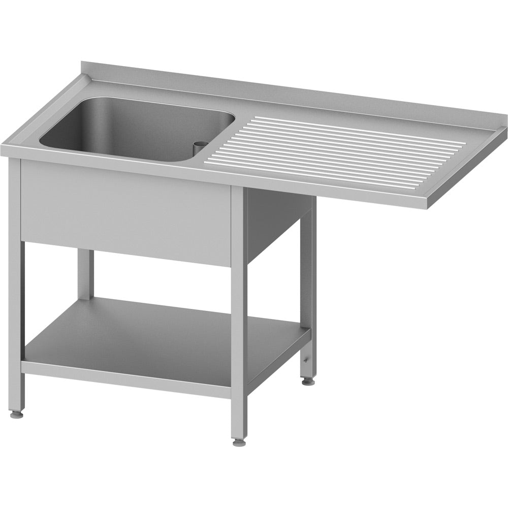Stalgast Spültisch mit Grundboden, und Überstand, 1300x600x900 mm, mit einem Becken links, mit Aufkantung, verschweißt
