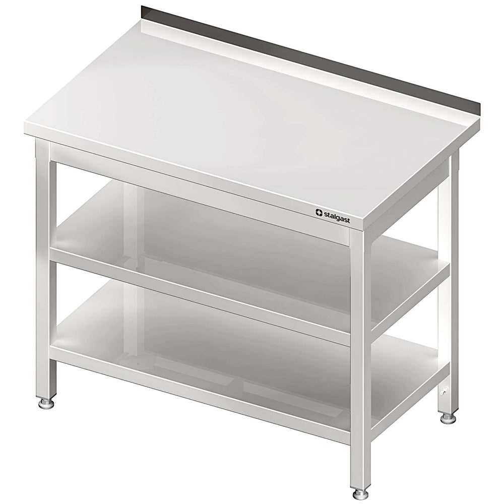 Stalgast Arbeitstisch mit Grund- und Zwischenboden, 700x600x850 mm, mit Aufkantung, verschweißt