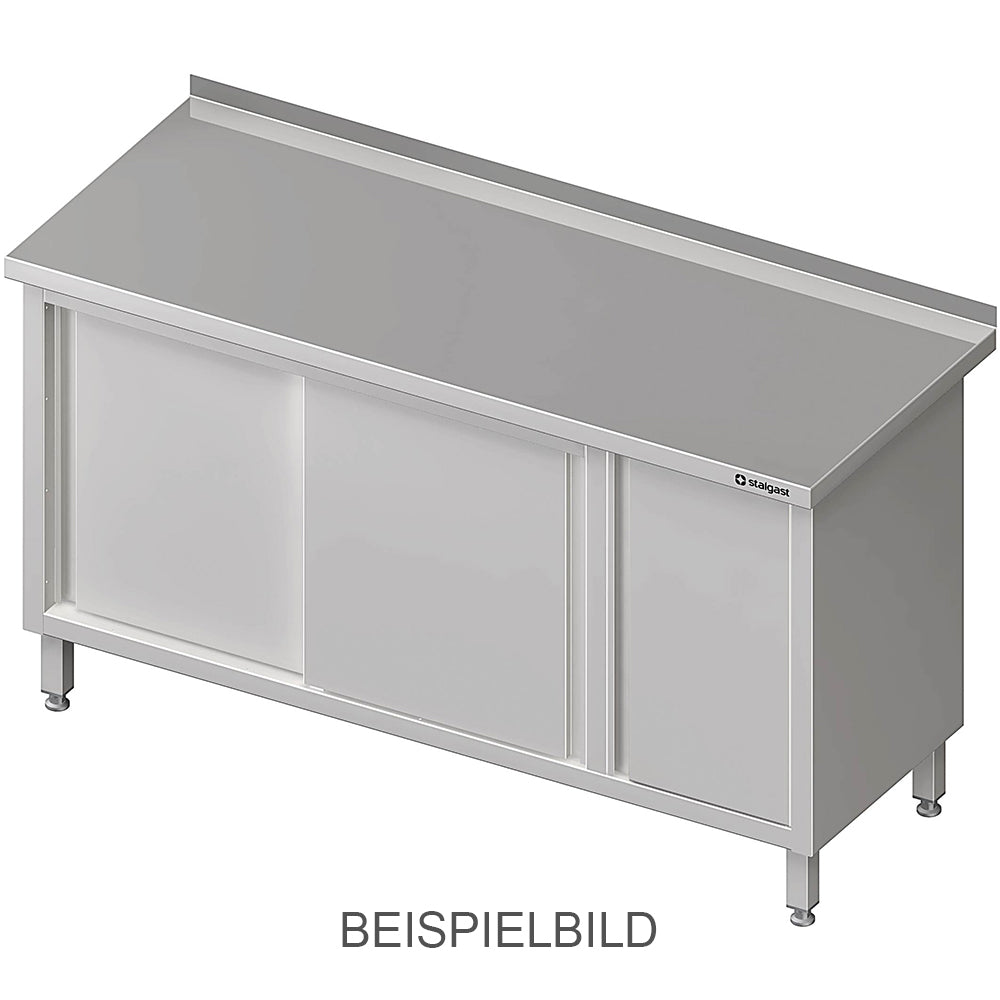 Stalgast Arbeitsschrank mit Schiebetüren, 1800x600x850 mm, mit Flügeltürschrank links, mit Aufkantung, verschweißt