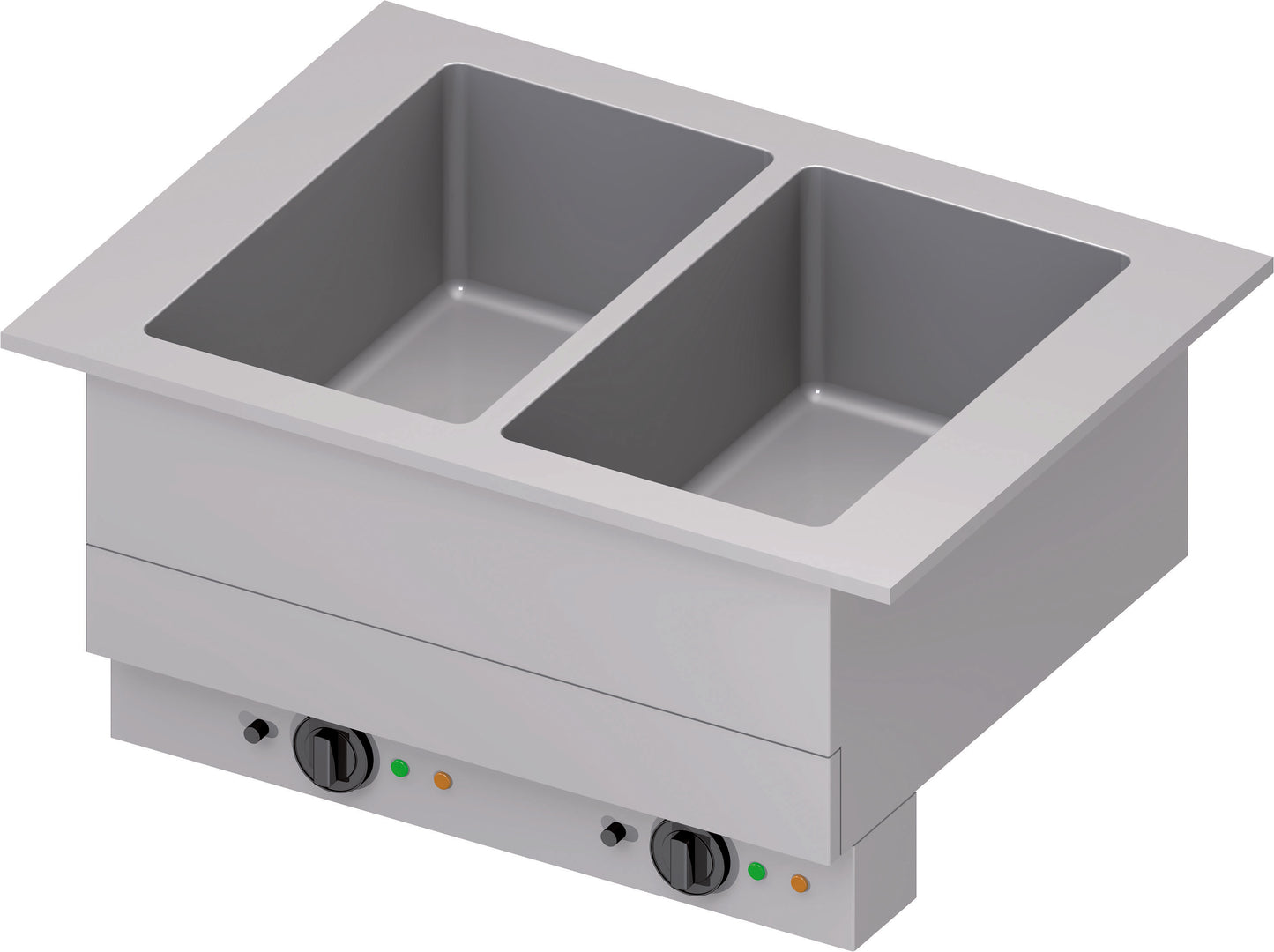 Stalgast Bain-Marie "Drop-In" 2x GN1/1 Einzelbecken 830x620x390 mm, Edelstahlabdeckung