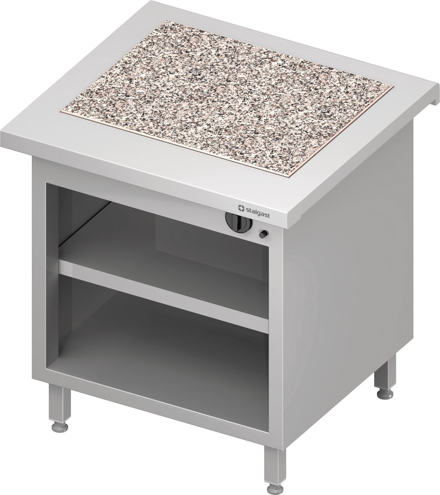 Stalgast Warmausgabe "Free Flow" mit einer Wärmeplatte aus Granit und offenem Unterschrank 799x750x880 mm, Edelstahlabdeckung