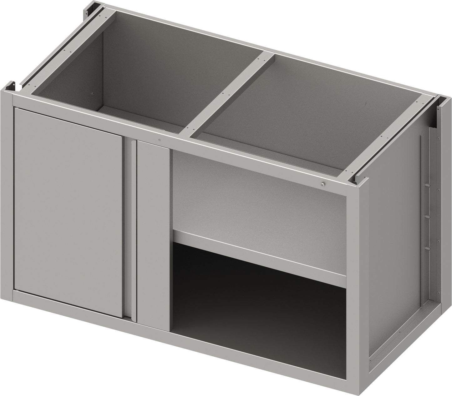 Stalgast Eckunterschrank Boxversion 2.0 mit Flügeltür, für Beine/Sockelrahmen, Teil 1/2 für 540 mm Anbautiefe 1100x640x660 mm