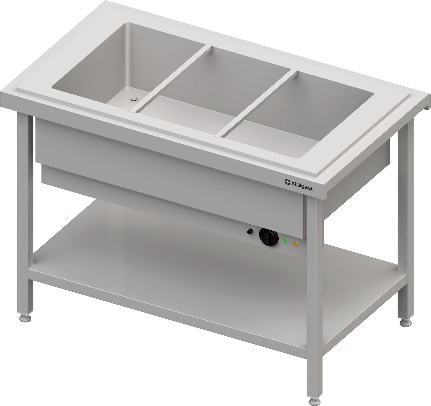 Stalgast Warmausgabe mit einem Bain-Marie-Becken 3x GN1/1, 1245x750x880, Edelstahlabdeckung