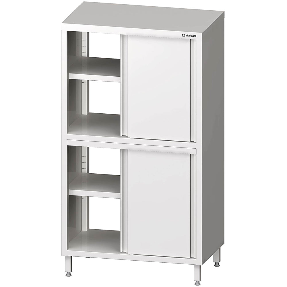Stalgast Durchreiche-Hochschrank mit Schiebetüren, 900x700x1800 mm, mit zwei Schrankräumen, verschweißt