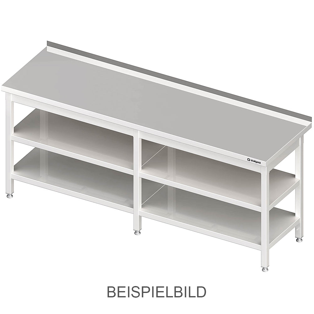 Stalgast Arbeitstisch mit Grund- und Zwischenboden, 2100x600x850 mm, ohne Aufkantung, verschweißt