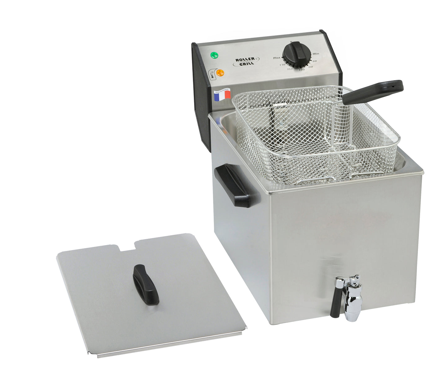 Stalgast ROLLER GRILL Fritteuse mit Ablasshahn, mit Ablasshahn, 8 Liter, Abmessung 265 x 450 x 360 mm (BxTxH)