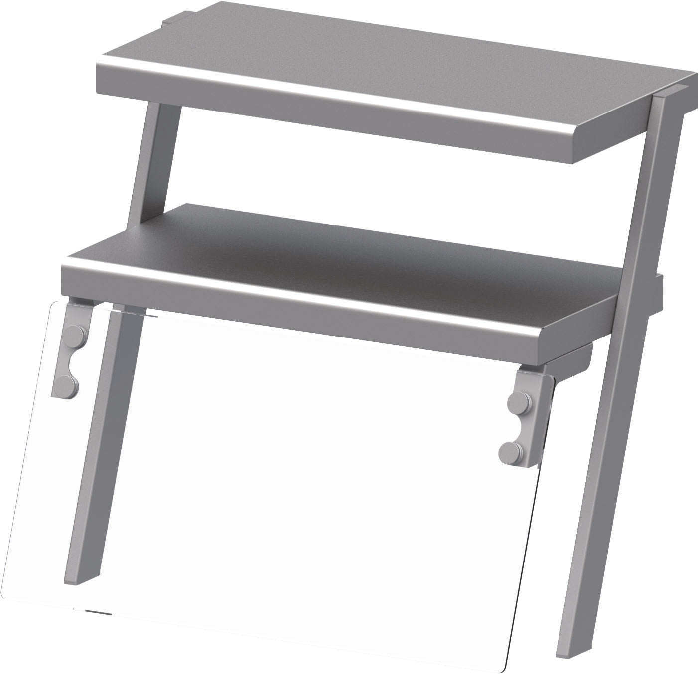 Stalgast Doppel-Aufsatzbord mit Glas-Hustenschutz und Beleuchtung 434x450x450 mm für Speisenausgabesysteme