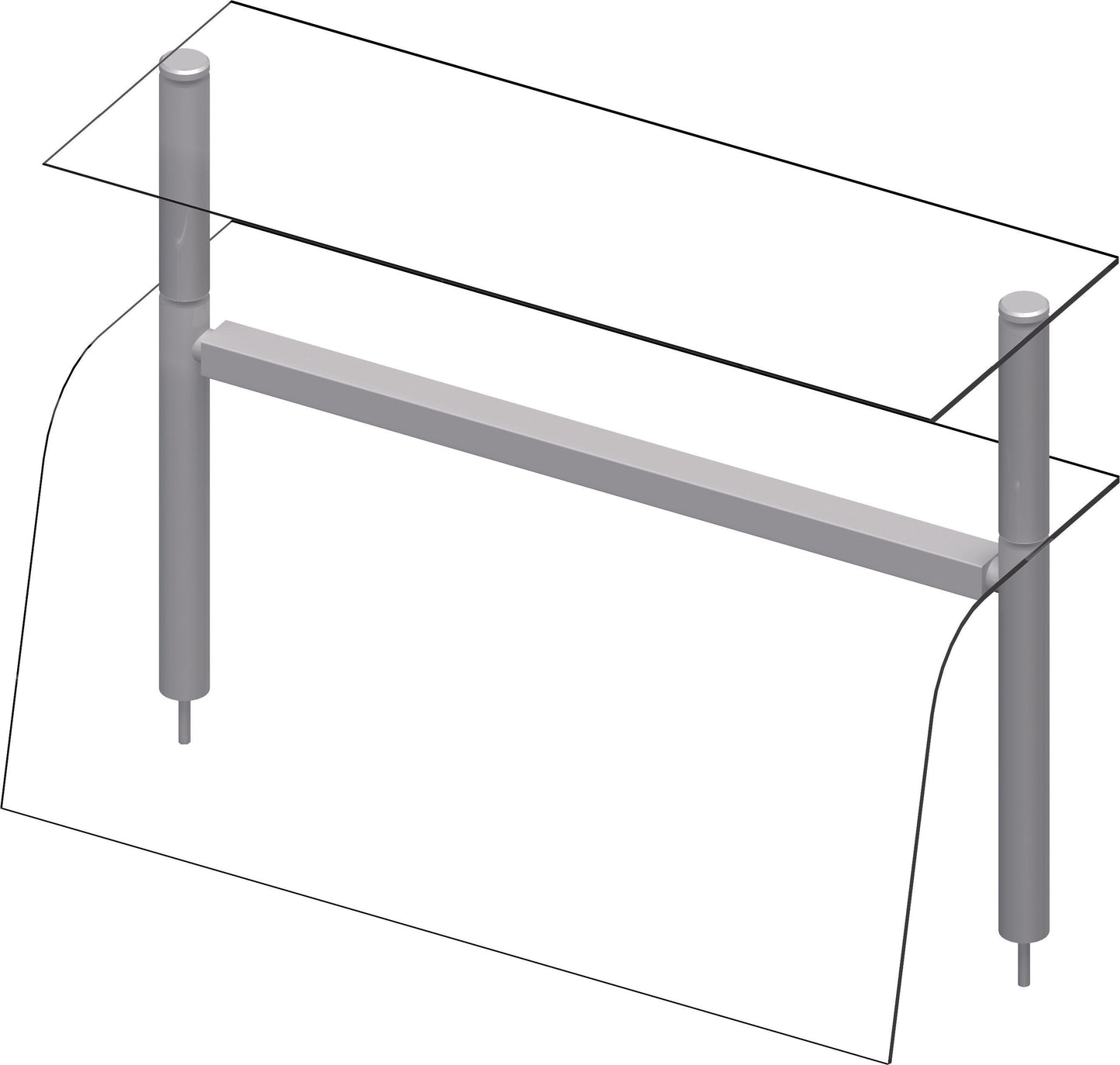 Stalgast Doppel-Glas-Aufsatzbord mit Hustenschutz 790x455x700 mm für Speisenausgabesysteme