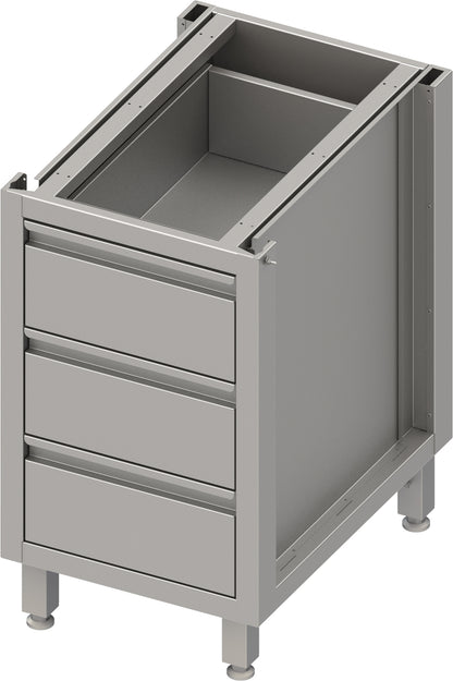 Stalgast Unterschrank Boxversion 2.0, für Beine/Sockelrahmen, mit drei Schubladen 450x640x660 mm