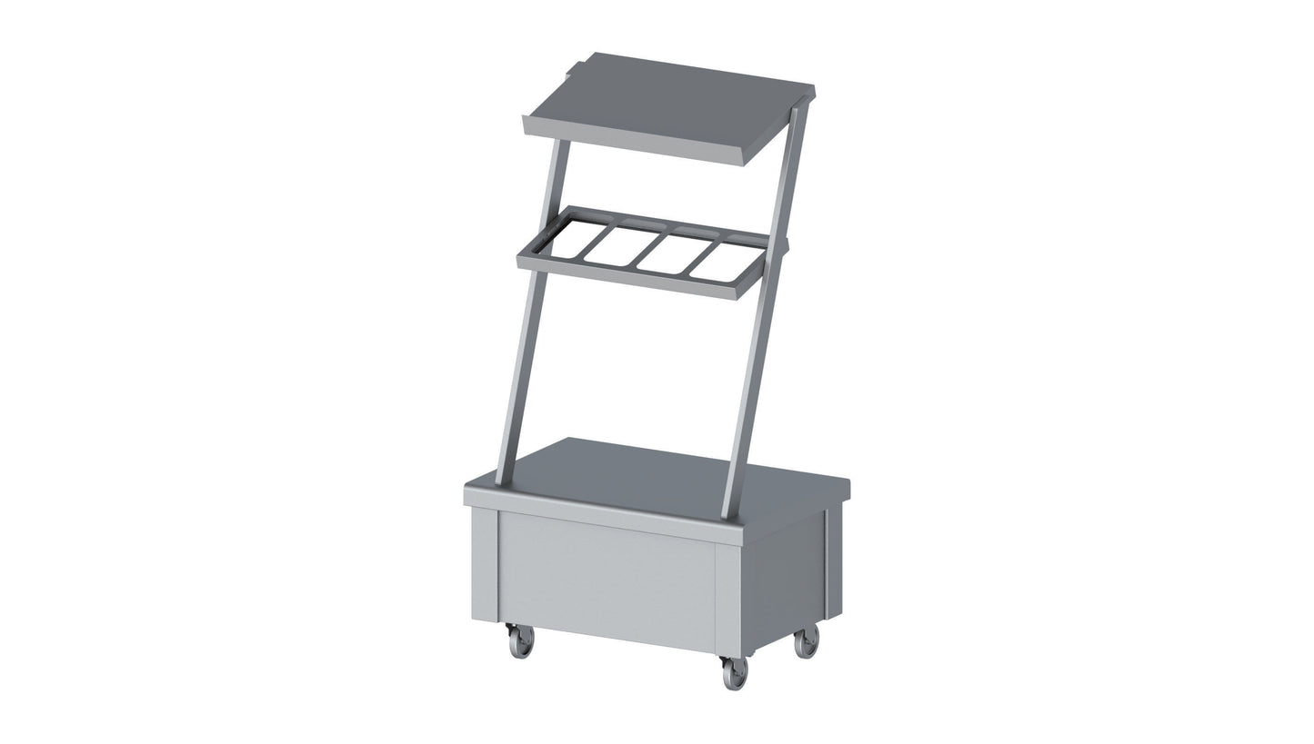 Stalgast Neutralelement mit Aufsatzbord und Besteckausgabe, fahrbar 860x575x1580 mm für Speisenausgabesysteme
