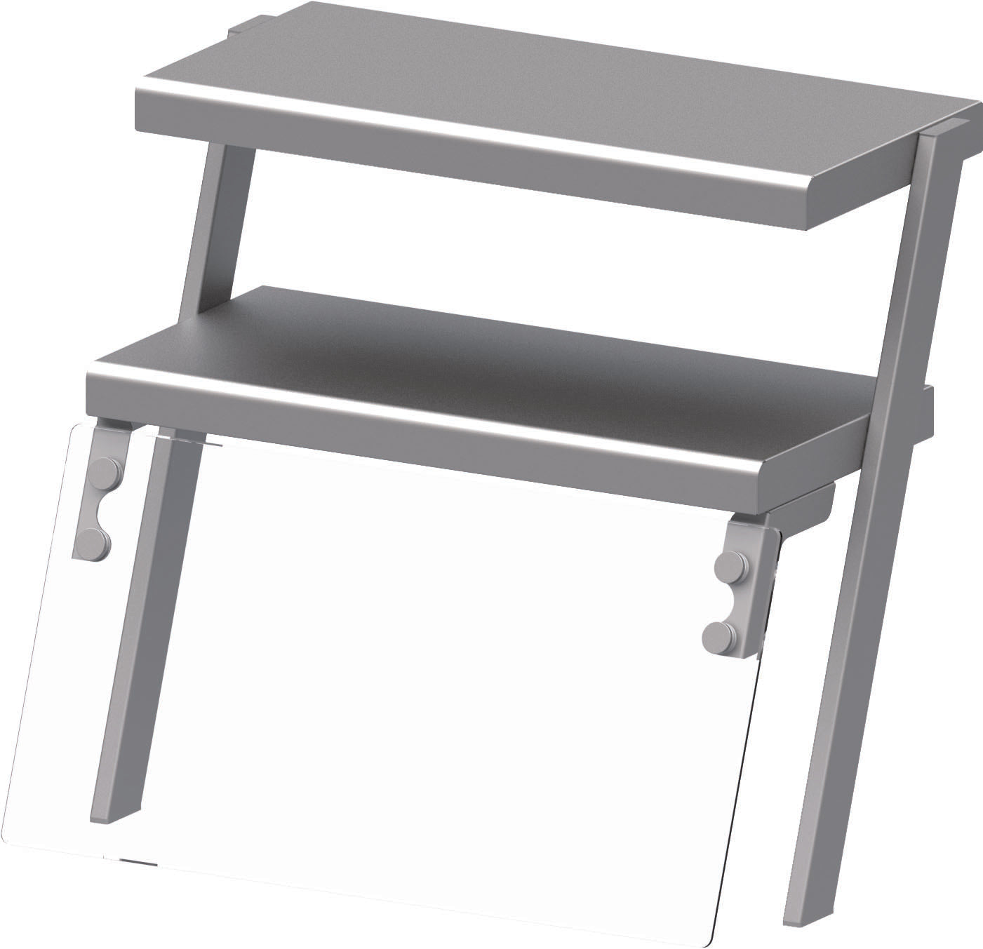Stalgast Doppel-Aufsatzbord mit Glas-Hustenschutz und Wärmelampe 1100x540x700 mm für Speisenausgabesysteme