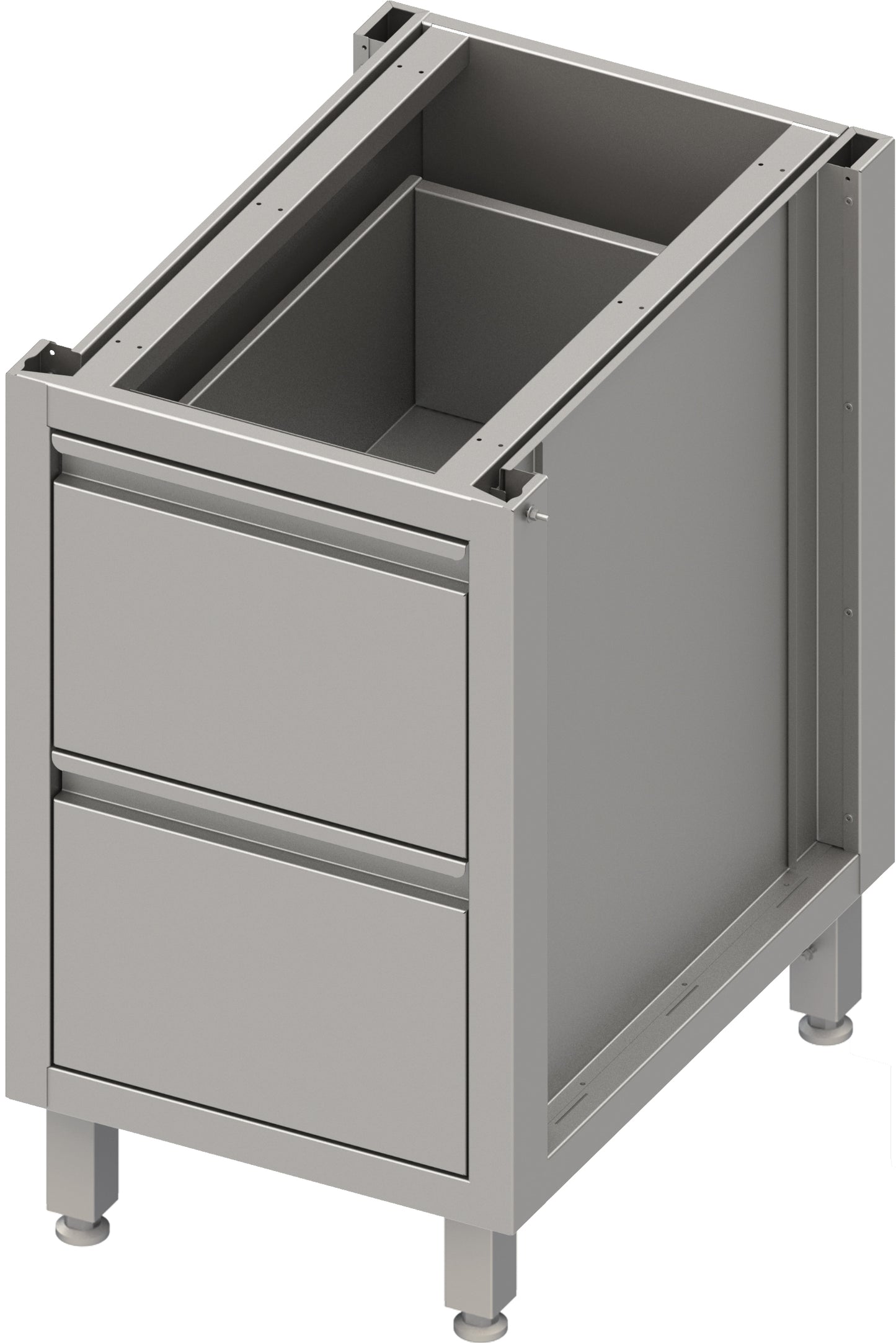 Stalgast Unterschrank Boxversion 2.0, für Beine/Sockelrahmen, mit zwei Schubladen 450x640x660 mm