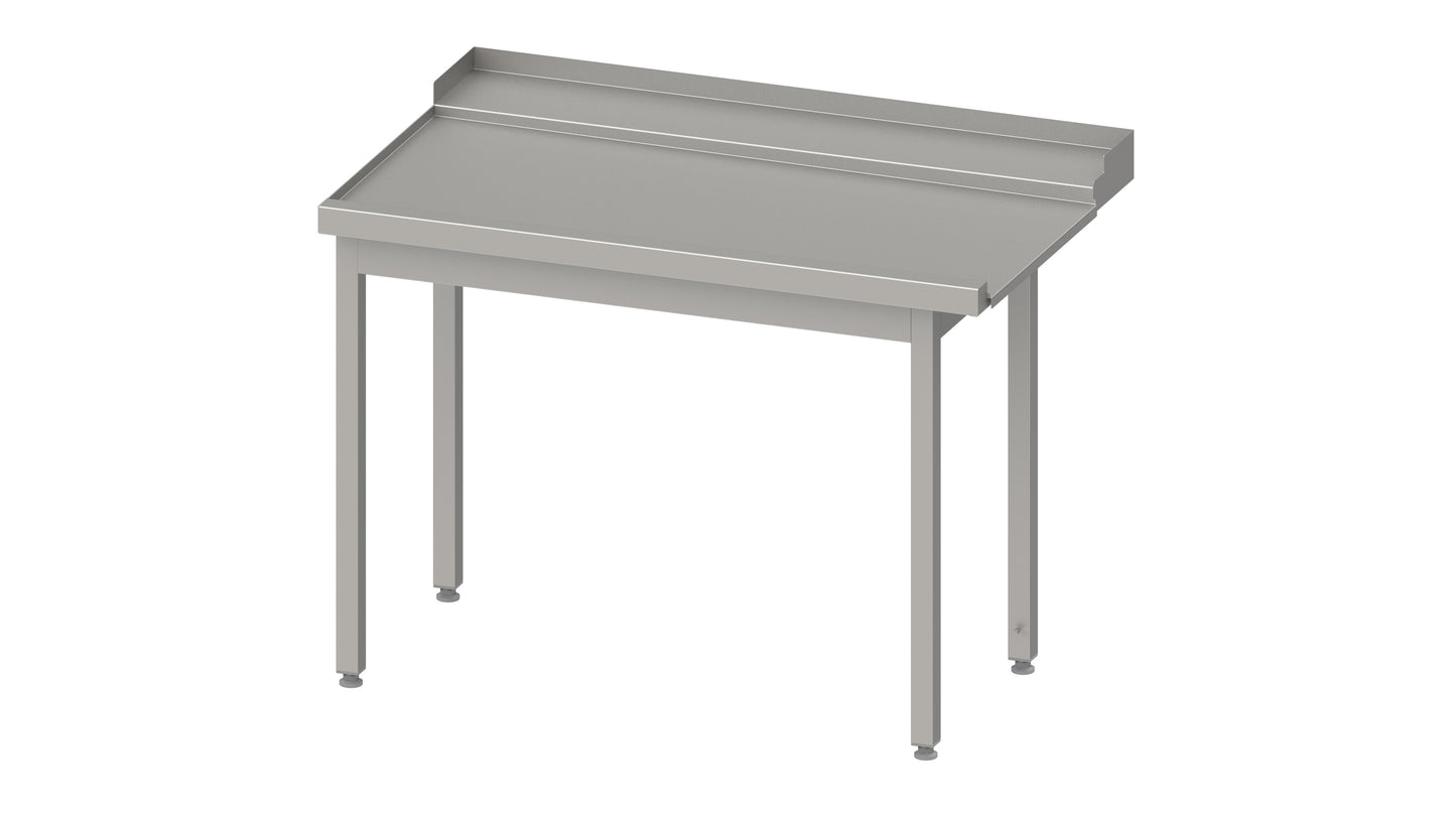 Stalgast Ablauftisch, Korbführung mit Gefälle, ohne Grundboden 1000x750x880 mm, Anbauseite links, mit Aufkantung, verschweißt