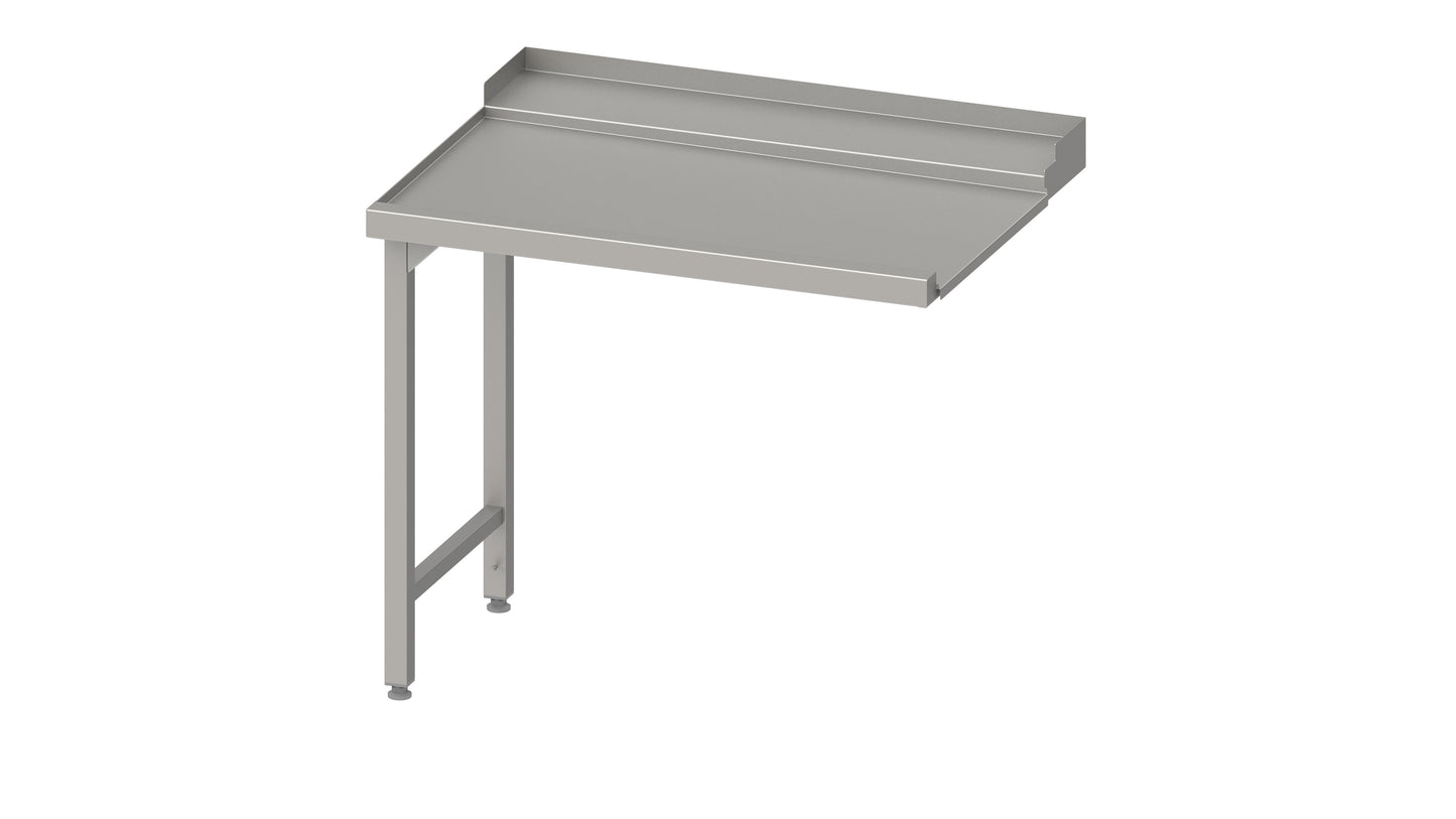 Stalgast Ablauftisch, Korbführung mit Gefälle, auf zwei Beinen 1800x750x880 mm, Anbauseite links, mit Aufkantung, verschweißt