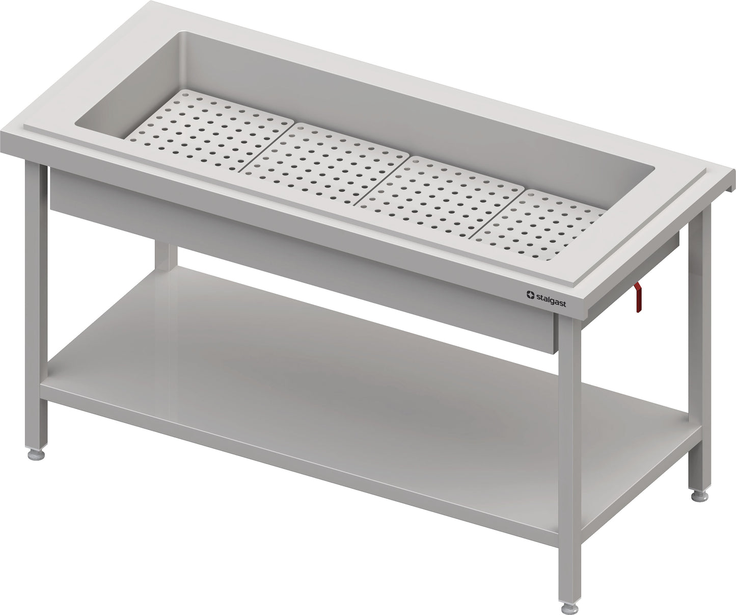 Stalgast Neutralausgabe mit Eiswanne 4x GN1/1, 1570x750x880 mm, Edelstahlabdeckung