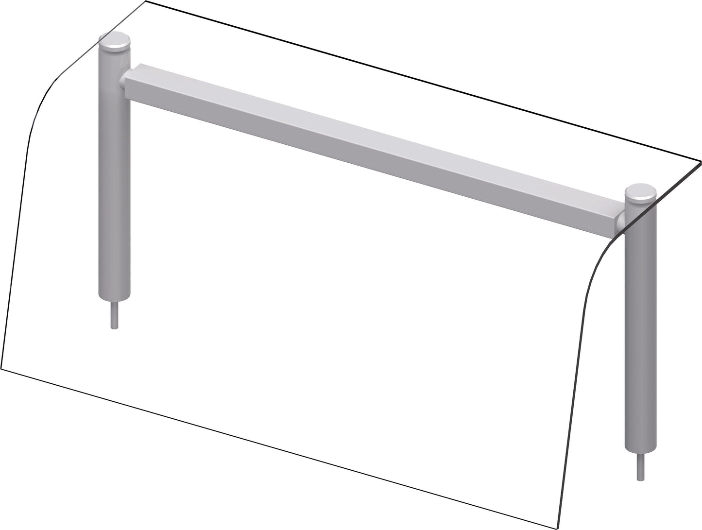 Stalgast Glas-Aufsatzbord mit Hustenschutz 990x455x450 mm für Speisenausgabesysteme