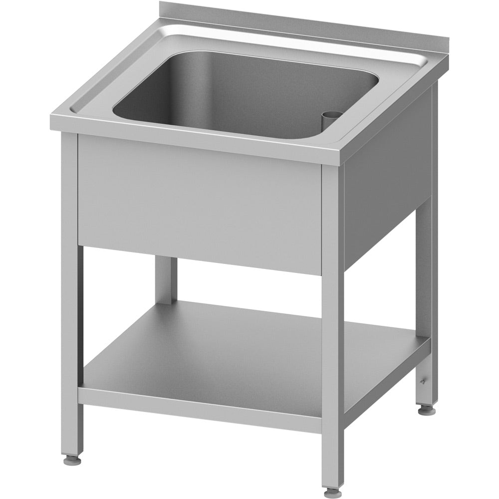 Stalgast Spültisch mit Grundboden 700x700x850 mm, mit einem Becken mit Aufkantung, verschweißt