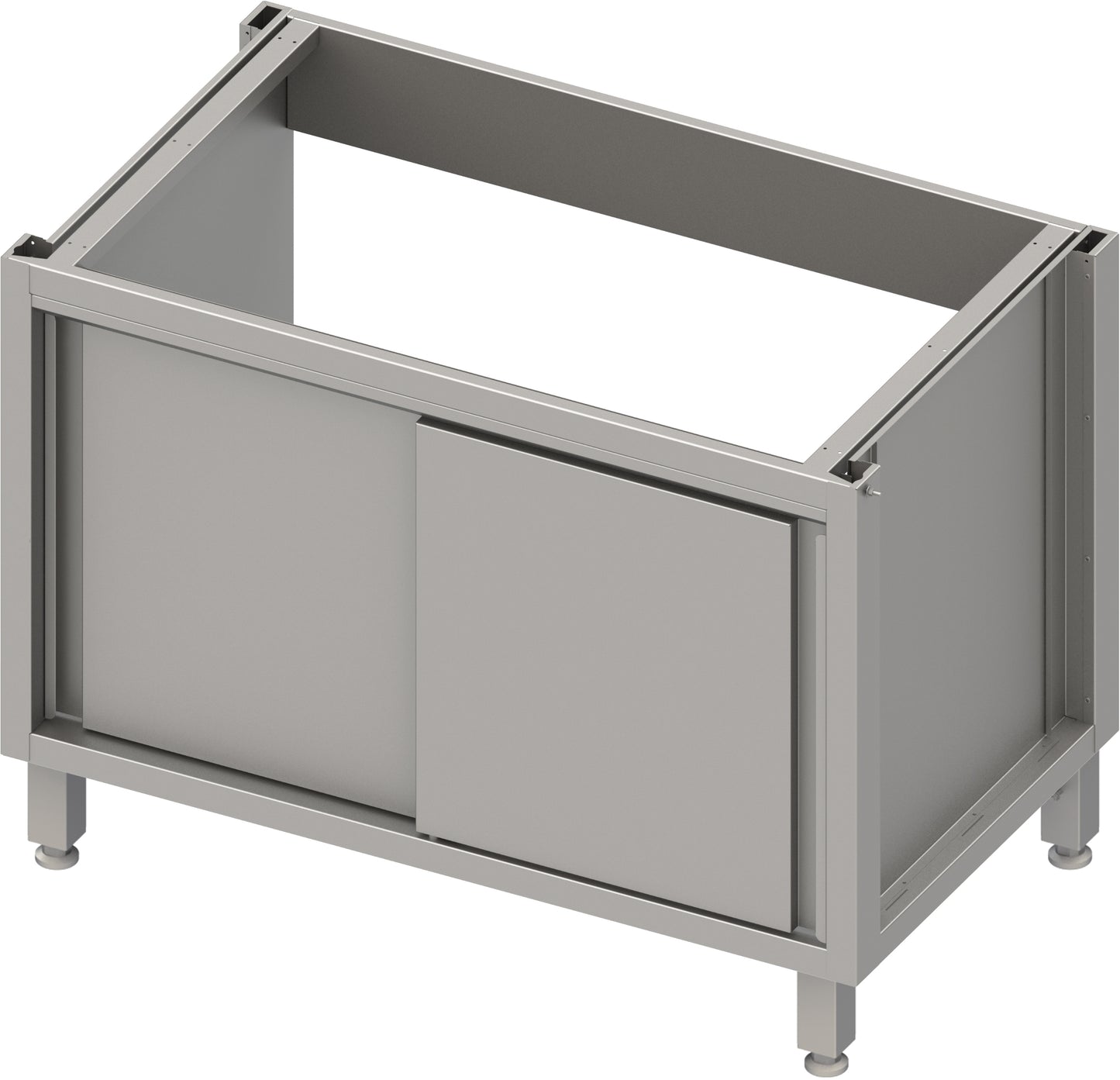 Stalgast Spülenunterschrank Boxversion 2.0, für Beine/Sockelrahmen, mit Schiebetüren 1200x540x660 mm
