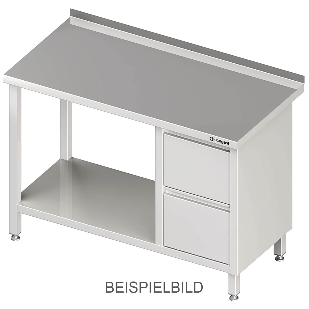 Stalgast Arbeitstisch mit Grundboden, 2200x600x850 mm, mit 2er Schubladenblock links, mit Aufkantung, verschweißt