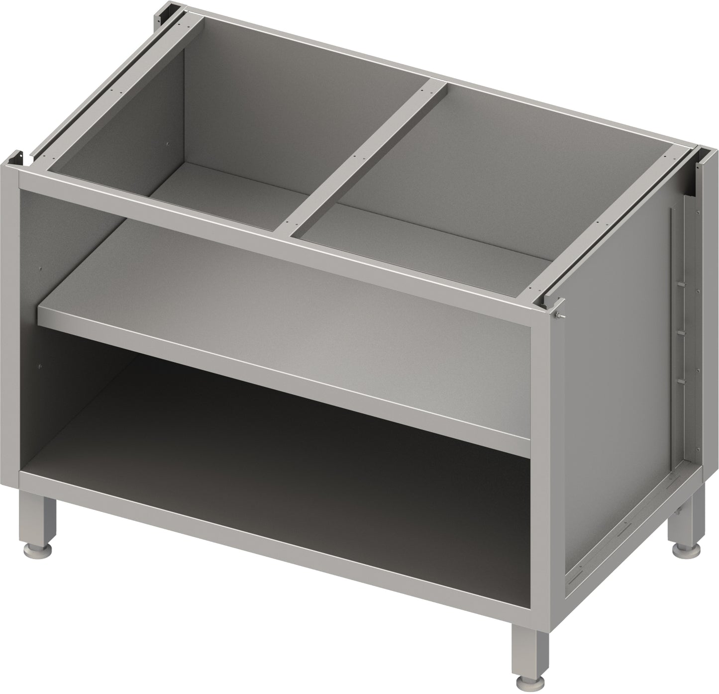 Stalgast Unterschrank Boxversion 2.0, für Beine/Sockelrahmen, offen, mit Zwischenboden 1400x640x660 mm